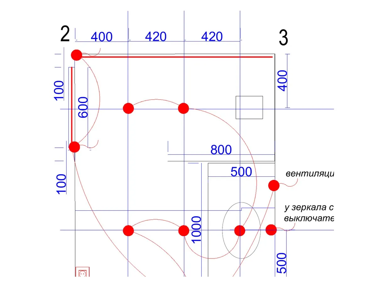 Sanmezgla griestu plāns: gaisma, ventilācija, izmēri